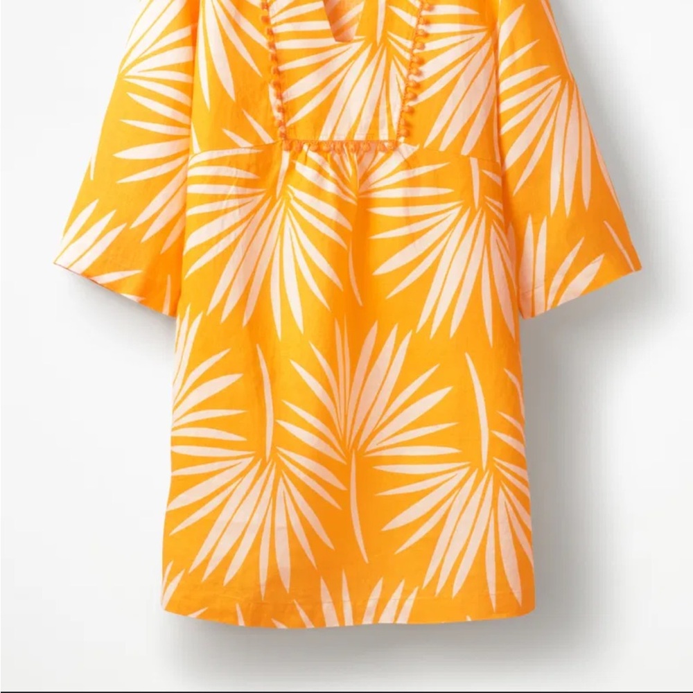 NWOT Boden Yellow Palm Print Linen Dress - Picture 2 of 6